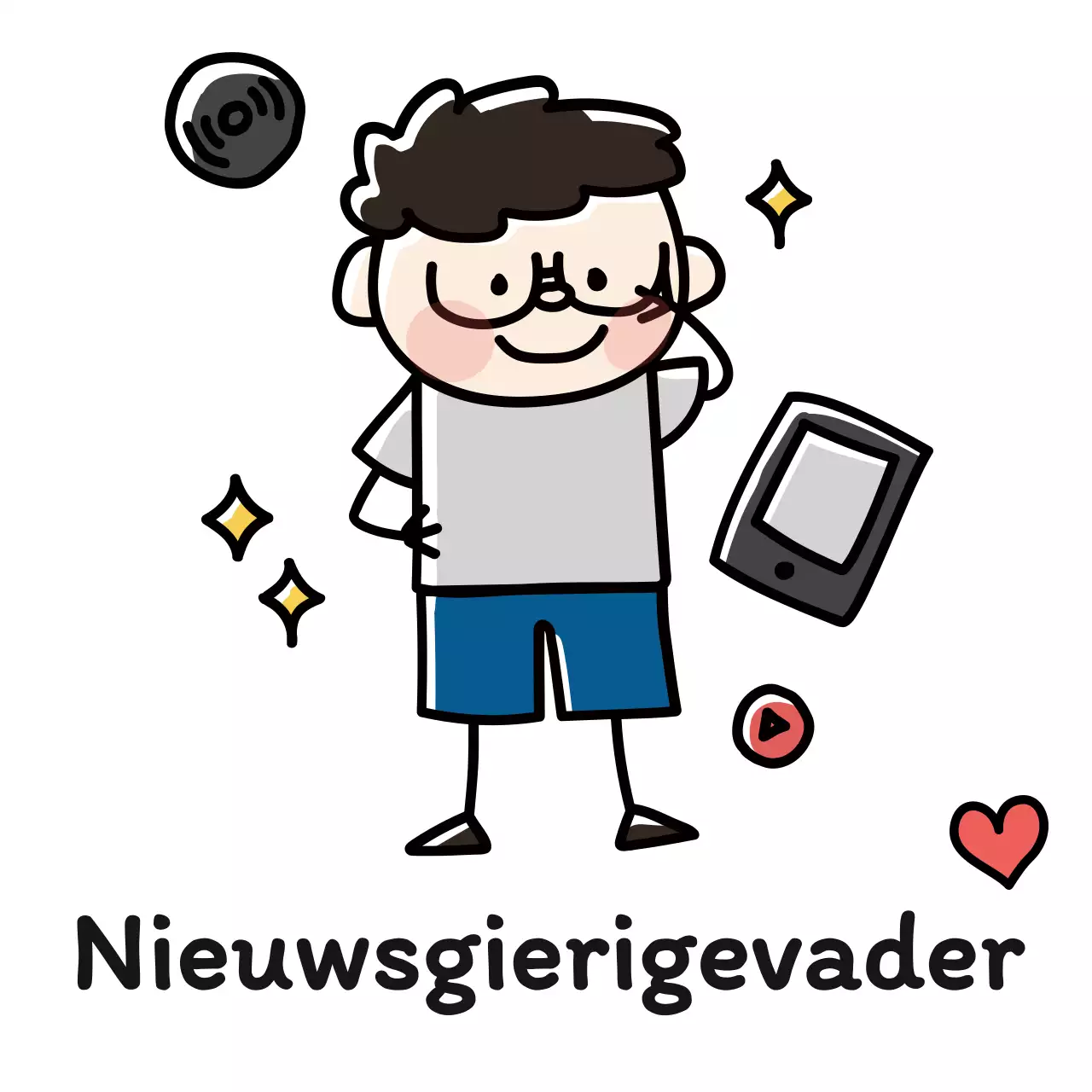 Familie introductie concept met eenvoudige en schattige doodle-stijl familie illustraties