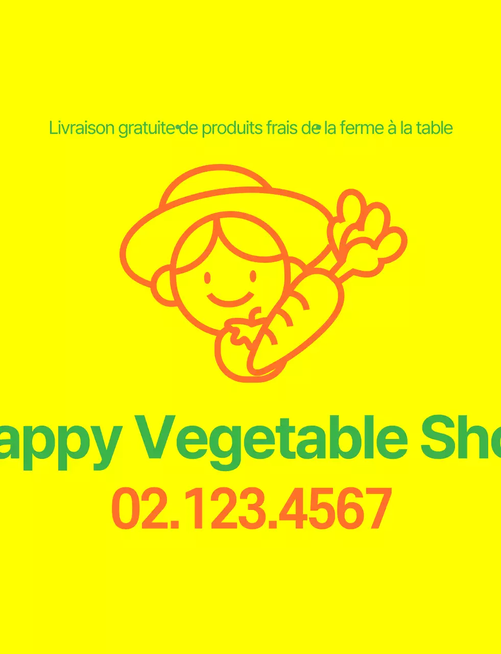 Gilet de magasin de légumes avec illustration linéaire simple en jaune, vert et orange