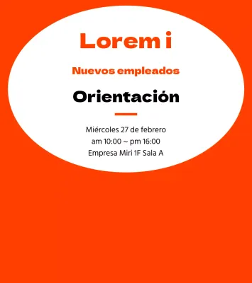 Marco sencillo en naranja y negro para información de orientación de nuevos empleados