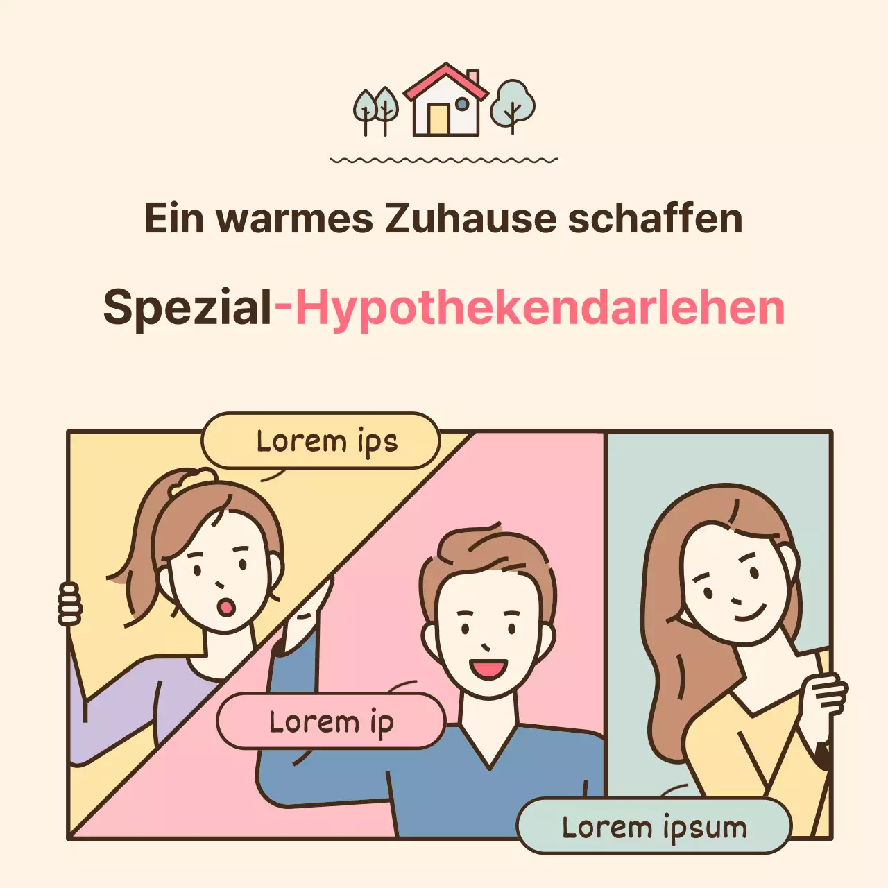 Hervorgehobene Abbildungen in gelben und rosa Pastellfarben Leitfaden für spezielle Hypothekendarlehen