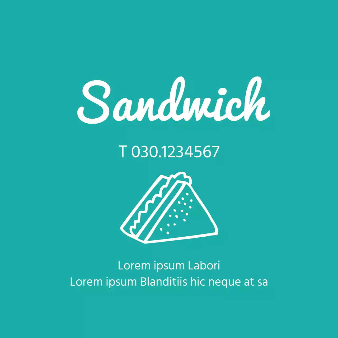 Türkisfarbenes einfaches Symbol Sandwich-Etikett