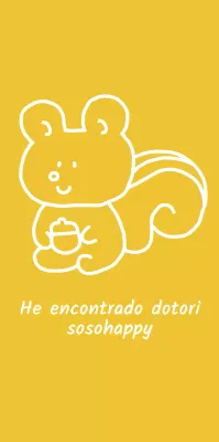 Productos personalizados con una simpática ilustración en línea de una ardilla amarilla y blanca