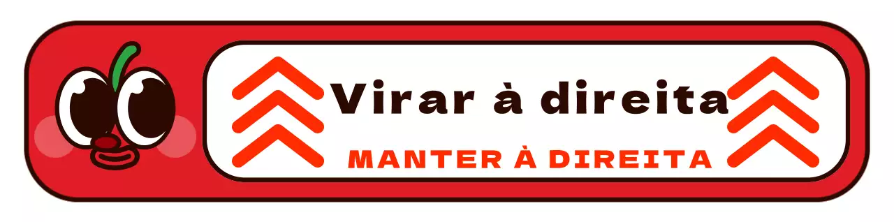 Instruções para o direito de passagem de uma bonita personagem de maçã vermelha e preta