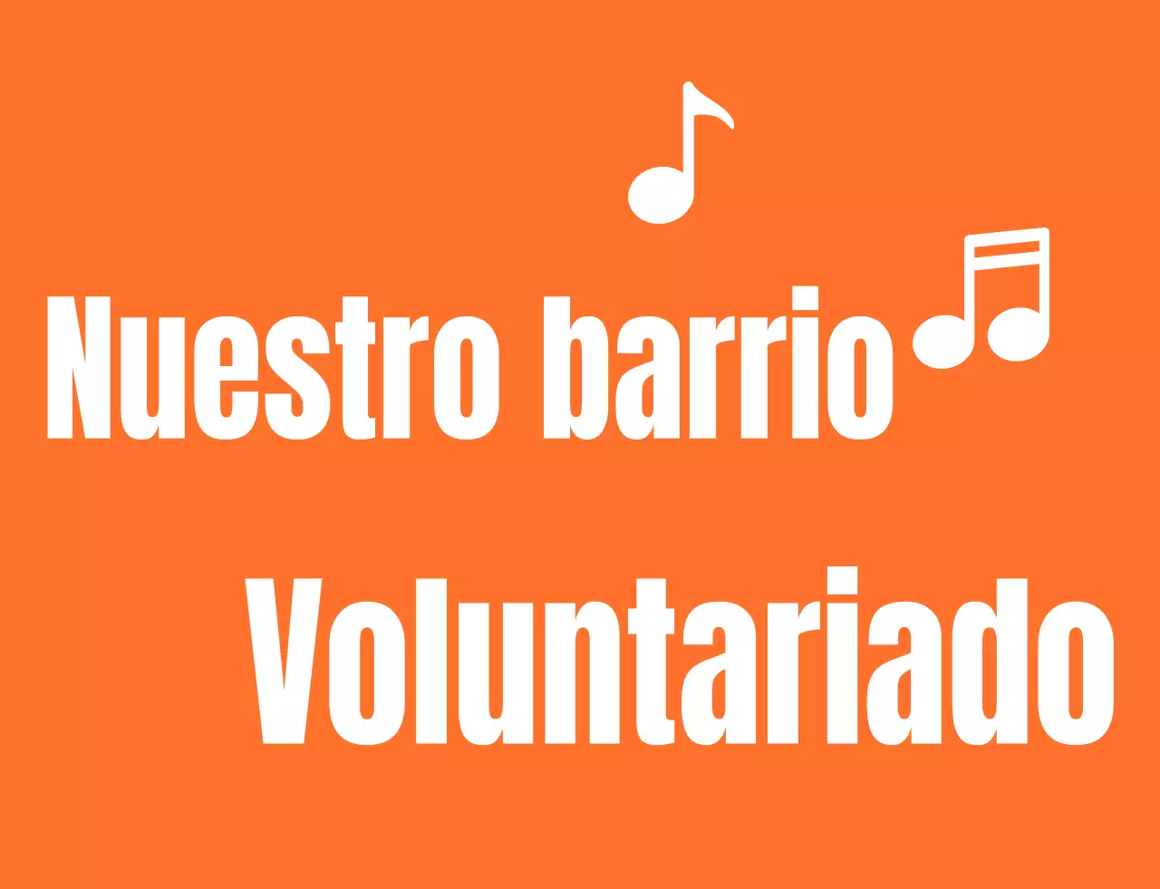 Texto rítmico estilo logotipo en naranja y blanco Organización de voluntarios