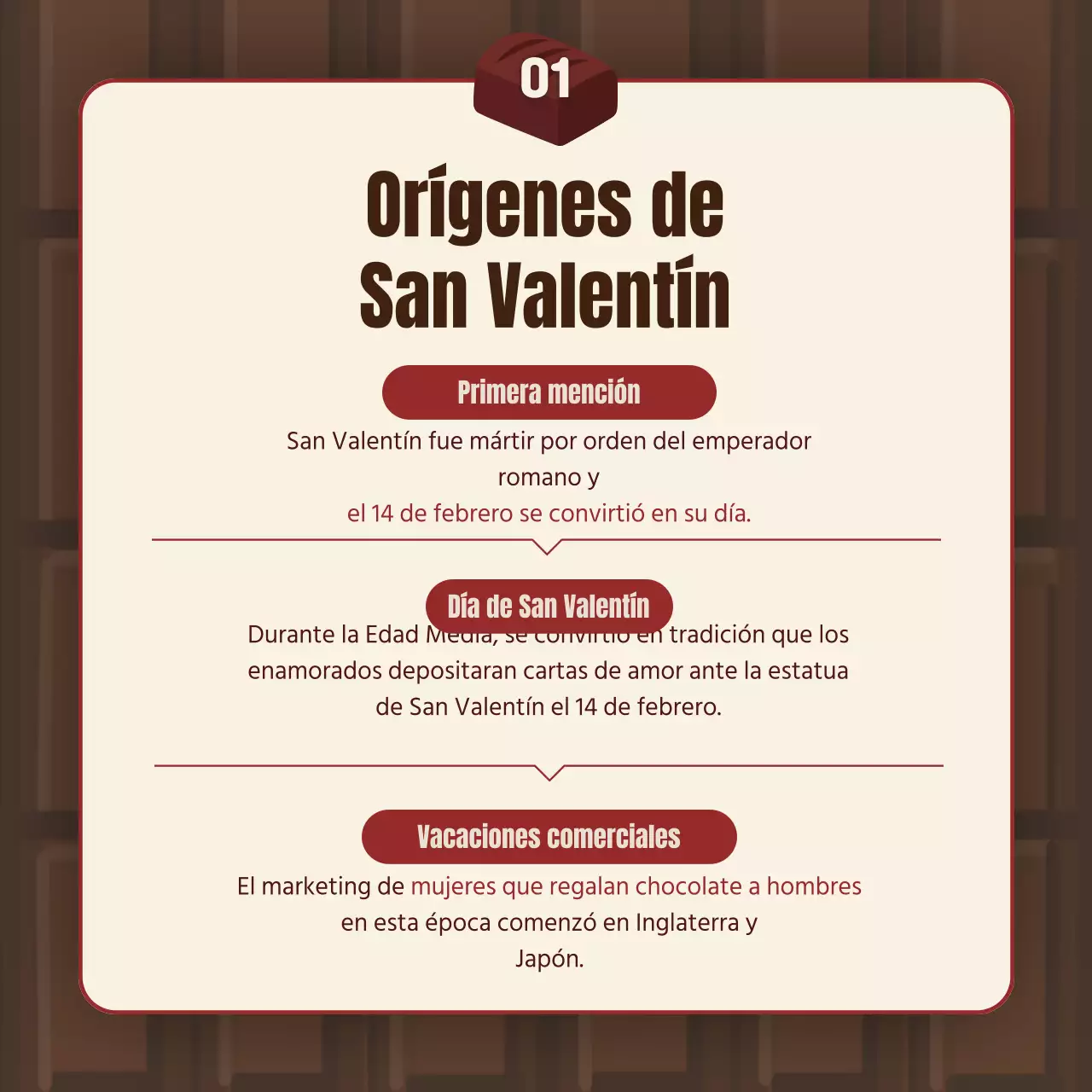 Día de San Valentín TMI en burdeos y marrón