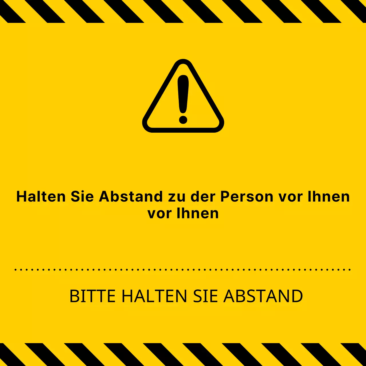 Einfache, saubere Symbol- und Textkombination in Gelb und Schwarz Abstandswarnungen