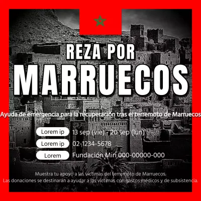 Promover el apoyo a la recuperación tras el terremoto con una sencilla combinación de colores negro y rojo.