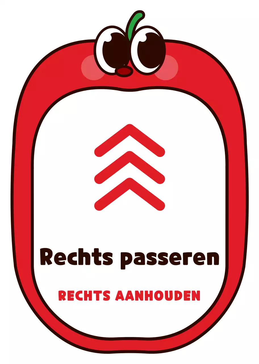 Schattige rode en zwarte appel karakter frame stijl recht van overpad instructies