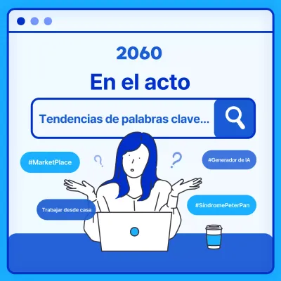 Descubra las palabras clave que marcan tendencia este año en forma de barra de búsqueda en Internet azul y blanca