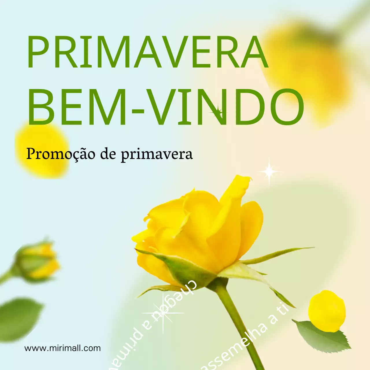 Evento primaveril fresco, verde e amarelo