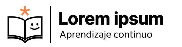 Logotipo de centro público de aprendizaje con símbolos naranja y negro relacionados con los libros