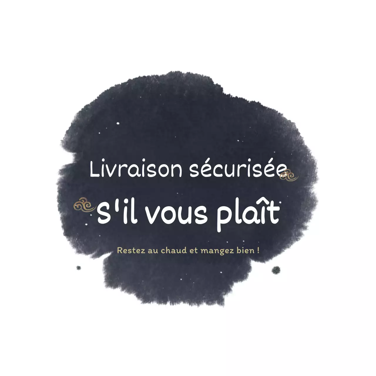 Concept de livraison sécurisée avec des taches d'encre au pinceau en noir et blanc