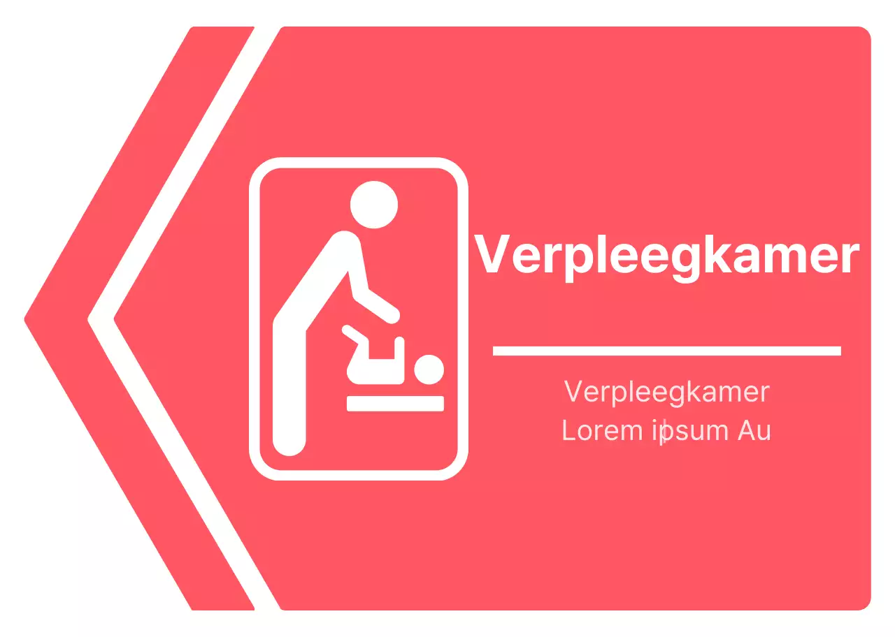 Eenvoudige, strakke routebeschrijving naar de verpleegkamer in pijlkaderstijl in levendig roze en wit