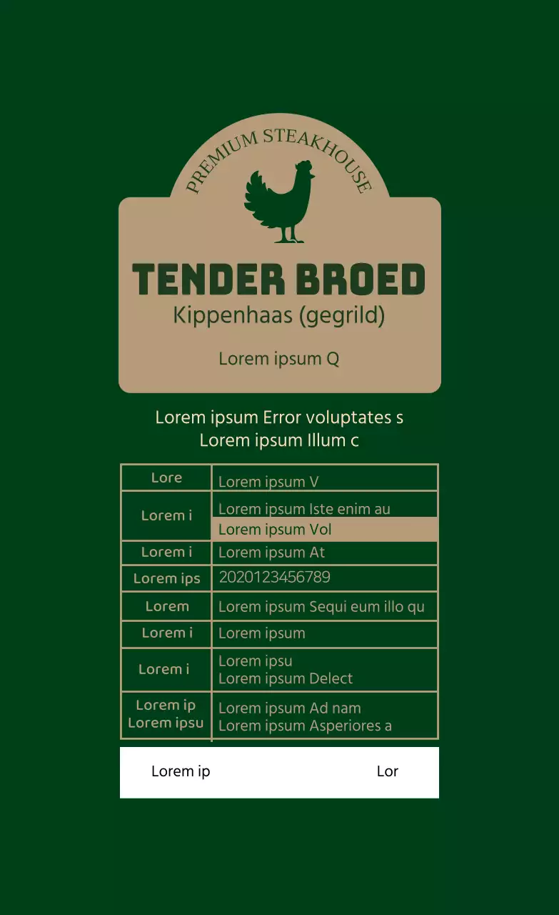 Groen-beige illustratie kippenvoedseletiket