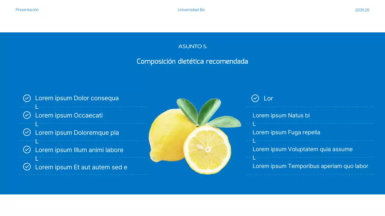 Nutrición y planes de comidas resaltados en fotos azules y naranjas