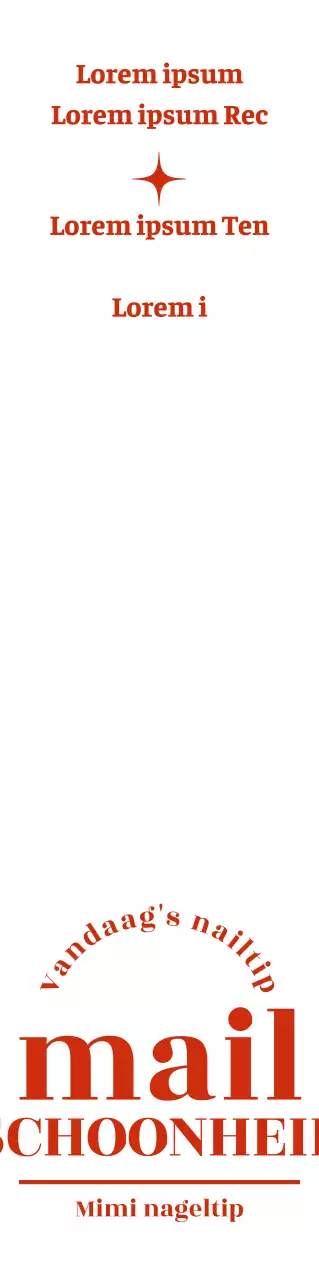 Promotie voor de nieuwe nageltips van een nagelstudio, ontworpen met tekst in rood.