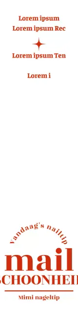 Promotie voor de nieuwe nageltips van een nagelstudio, ontworpen met tekst in rood.