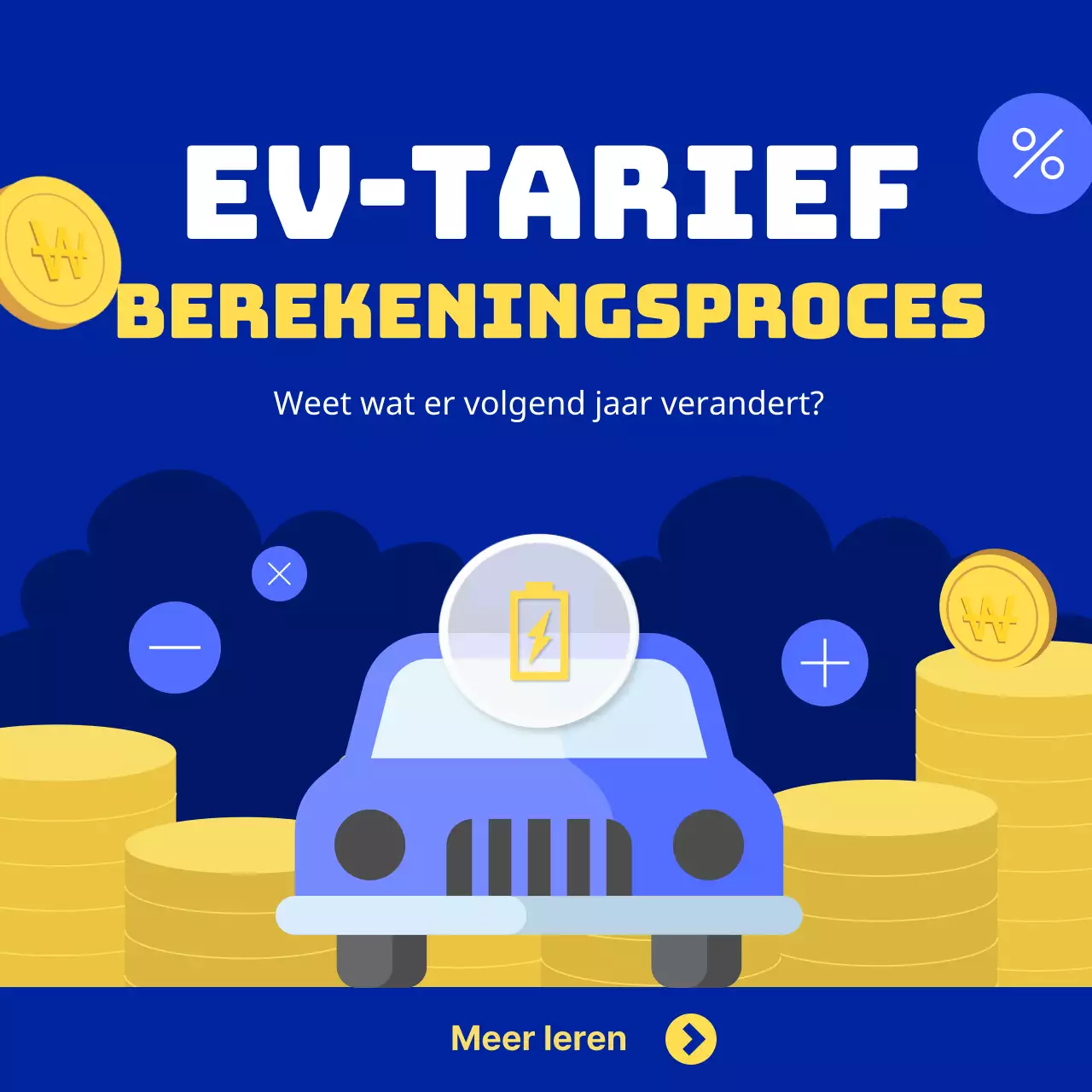 Blauwe en gele elektrische auto's en munten: hoe bereken je de kosten van het opladen?