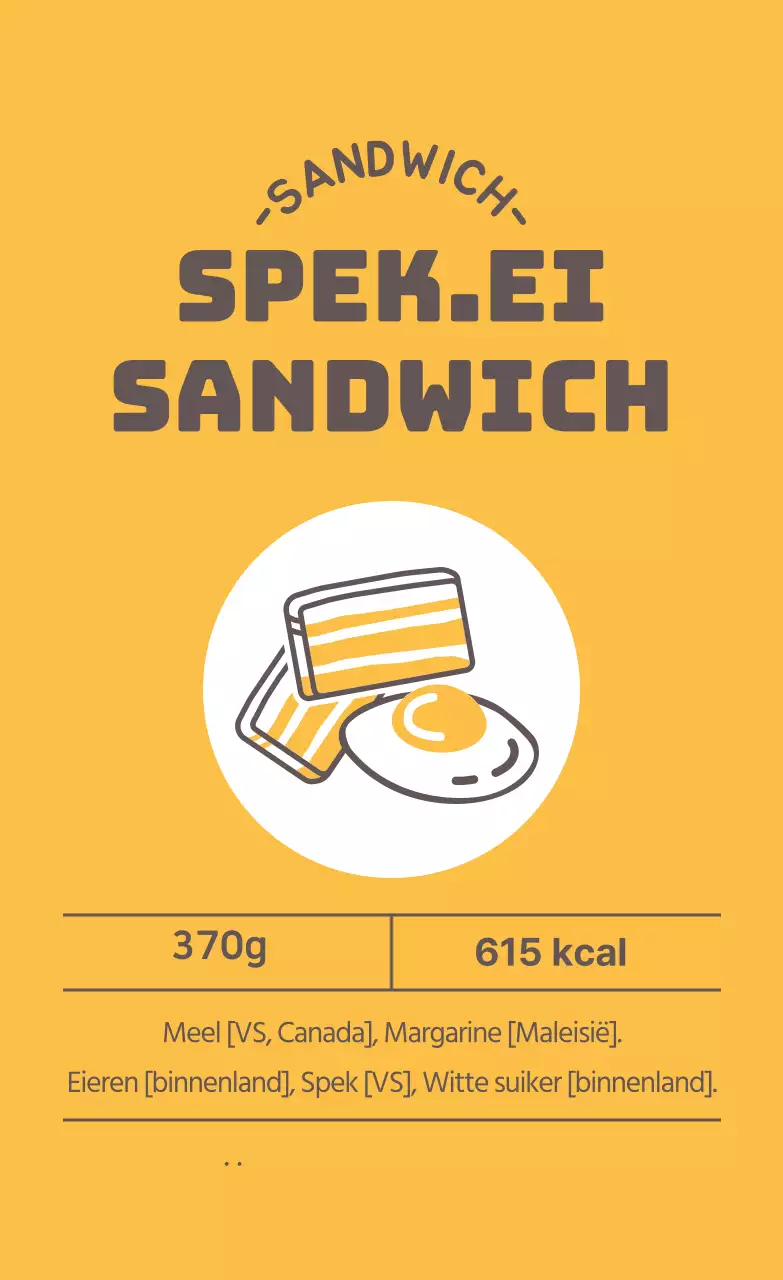 Geel geïllustreerd sandwich etiket