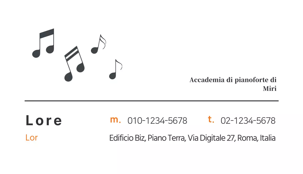 Biglietto da visita illustrato della scuola di pianoforte della Marina Militare