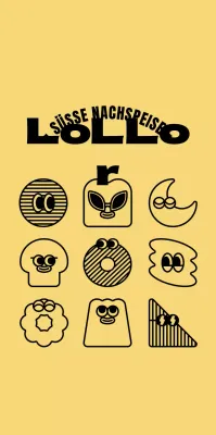 Sammlung niedlicher gelber und schwarzer Dessert-Illustrationen für stilisierte Cafe-Werbeartikel