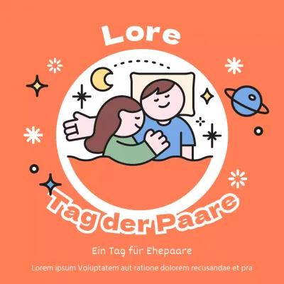 Eine niedliche, orange-graue Illustration des Tages eines Paares