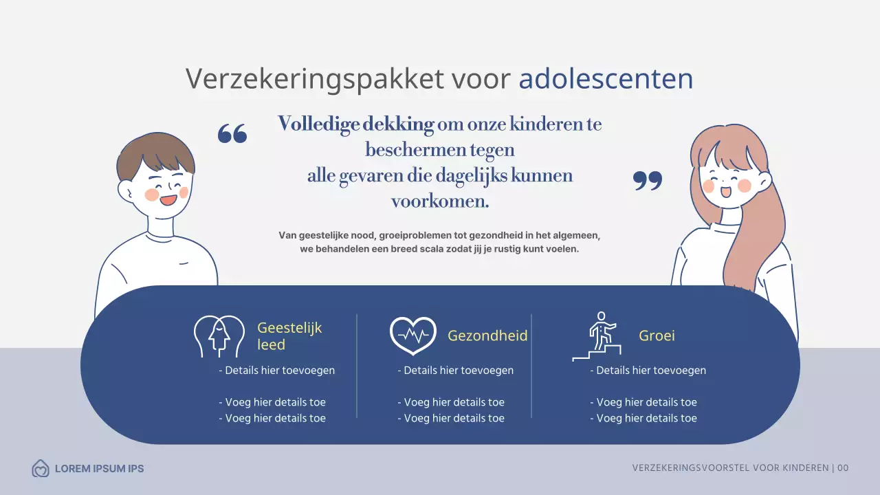 Voorstel voor een kinderverzekering met marineblauwe illustraties