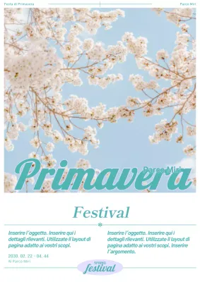 Manifesto di un festival vintage con fiori di ciliegio bianchi