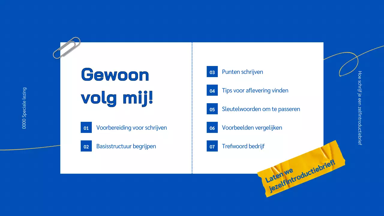 Kladblok met blauwe achtergrond leert je hoe je een sollicitatiebrief schrijft