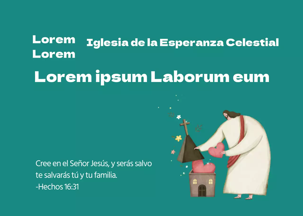 Personaje verde ilustración promoción iglesia