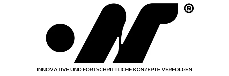 Firmenlogo mit englischem, vereinfachtem Symbol-Logo in Schwarz