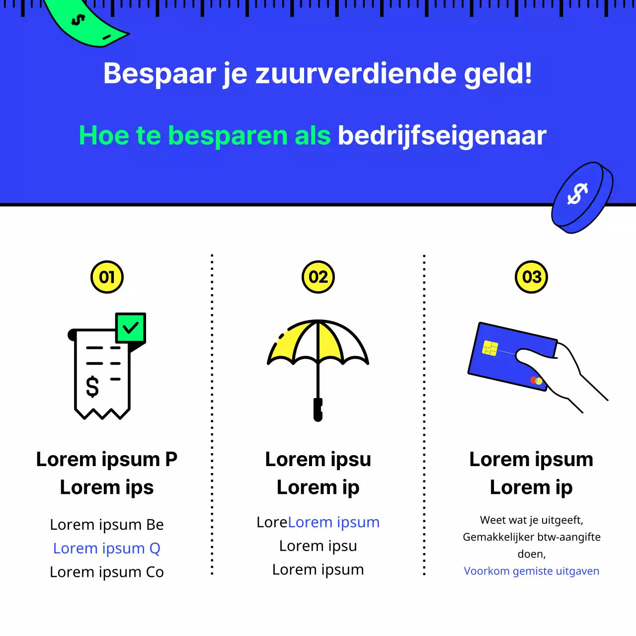 Fiscale besparingen in blauw en chartreuse met eenvoudige illustraties die schoon en inspirerend zijn Tax Tech basics