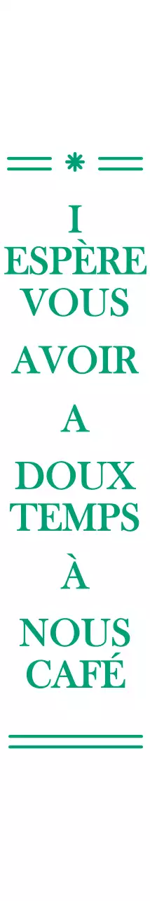 Texte vert, émotionnel, style papeterie cafe