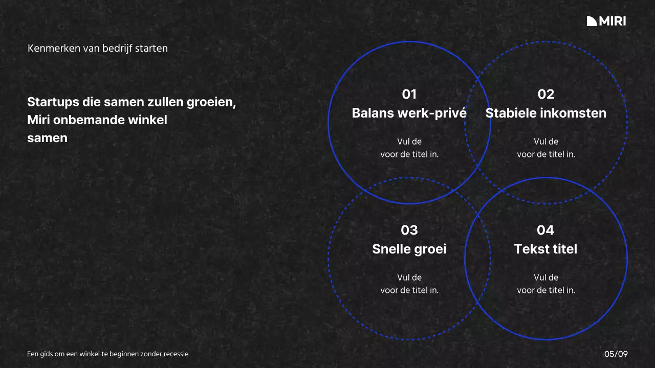 Een handleiding voor het starten van een winkelcentrum met een wit, blauw en zwart kleurenschema en rasterindeling