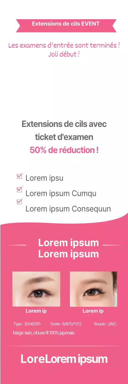 Événements relatifs à l'extension des cils