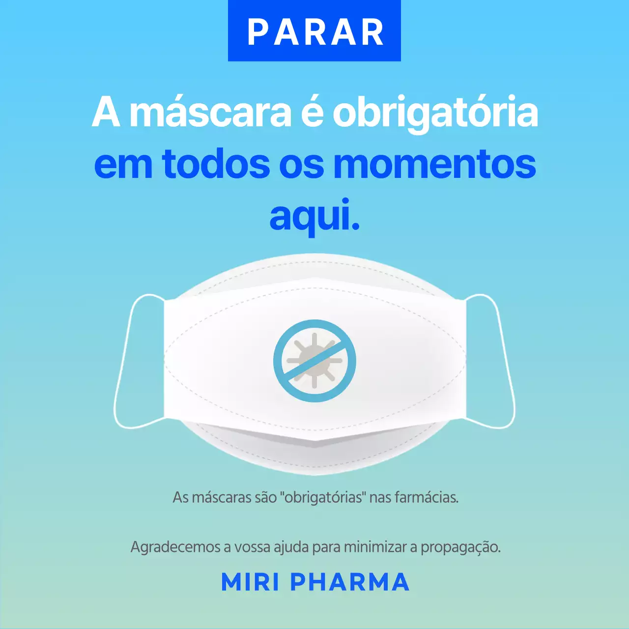 Máscara azul anúncio simples da COVID-19