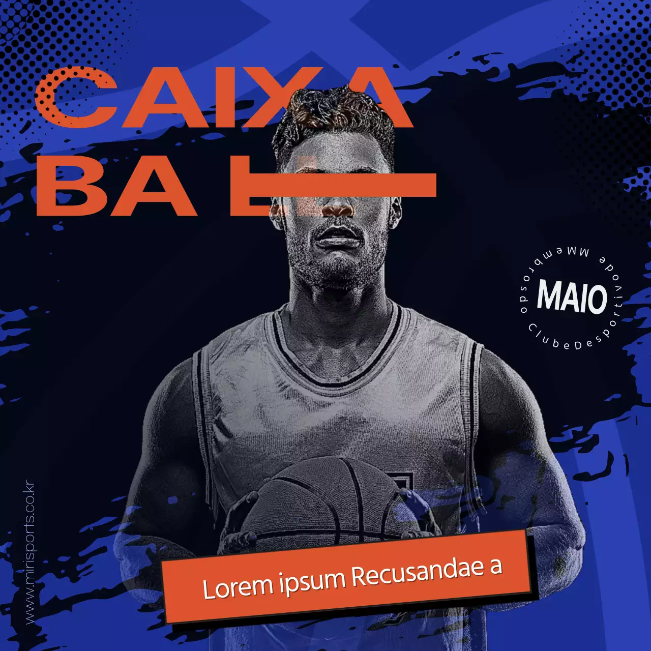 Recrutamento para a equipa de basquetebol do Sportscentre azul e laranja