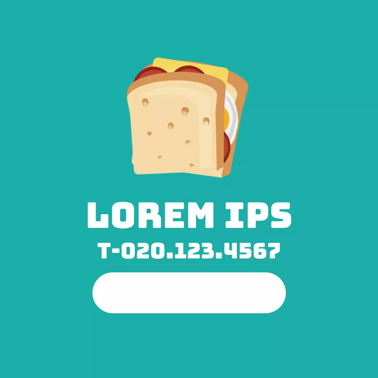 Turquoise geïllustreerd sandwich etiket