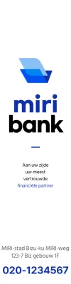 Voor het promoten van een bank met een blauw en zwart logo