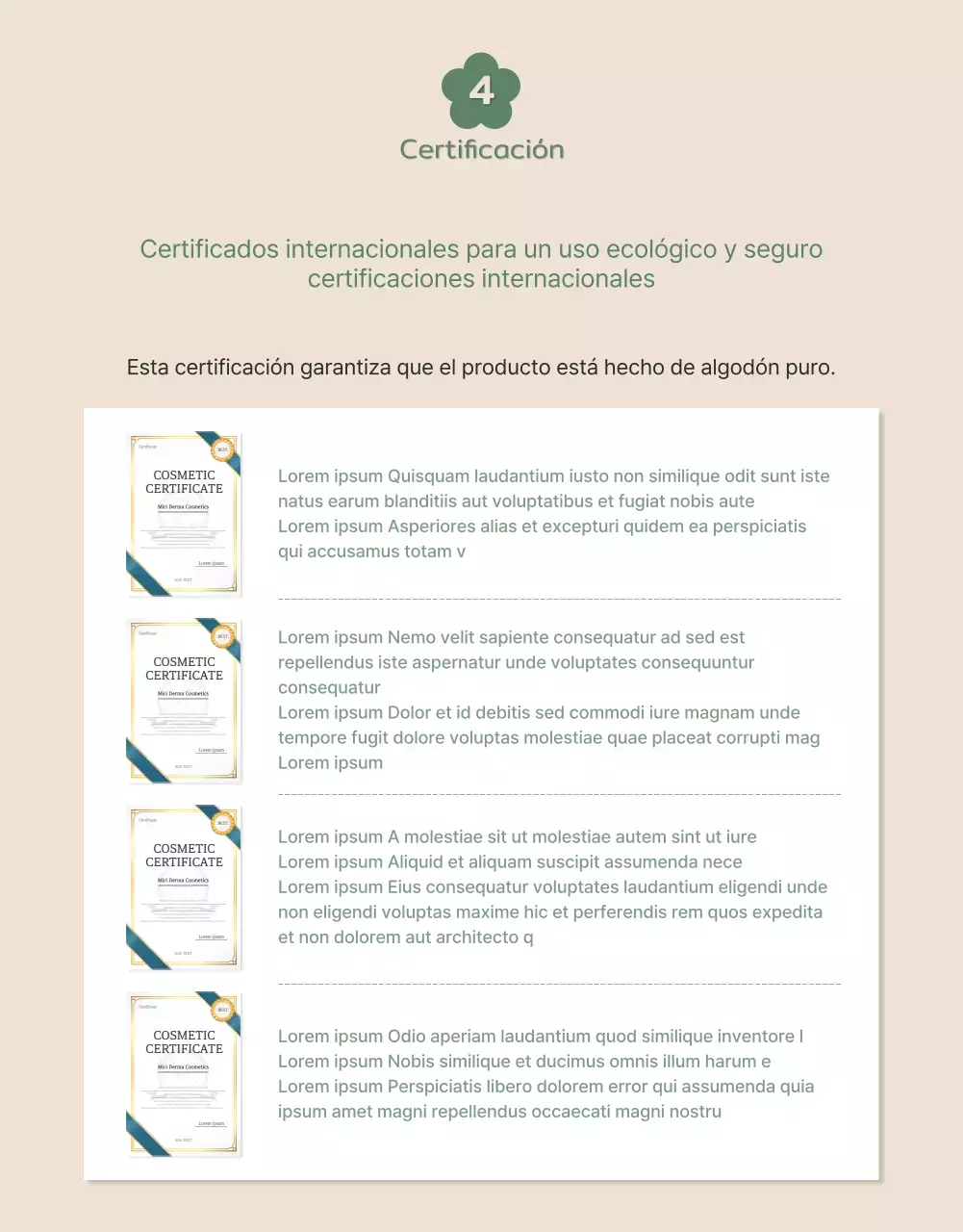 Bonitas almohadillas de algodón orgánico en tonos verde y beige