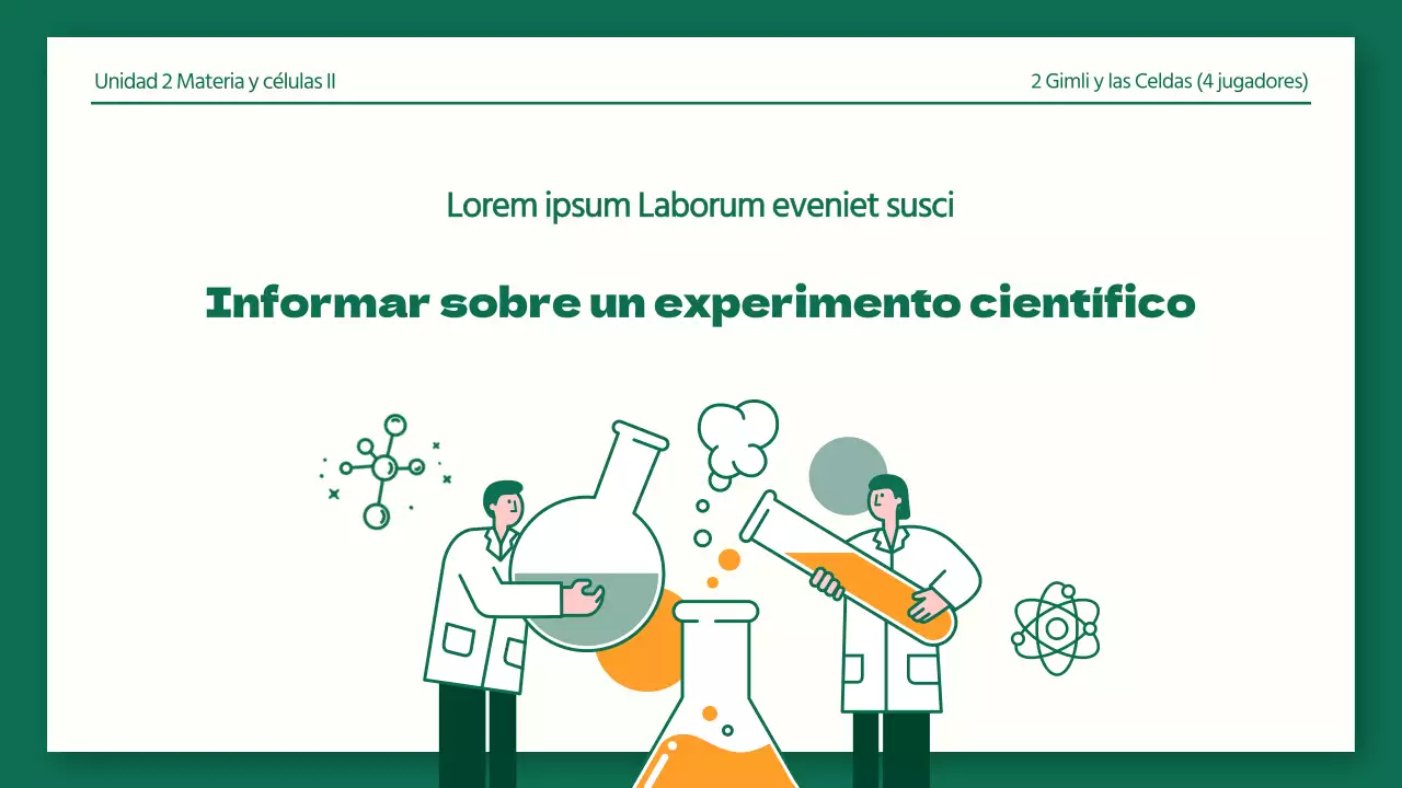 Informes de laboratorio en verde y naranja