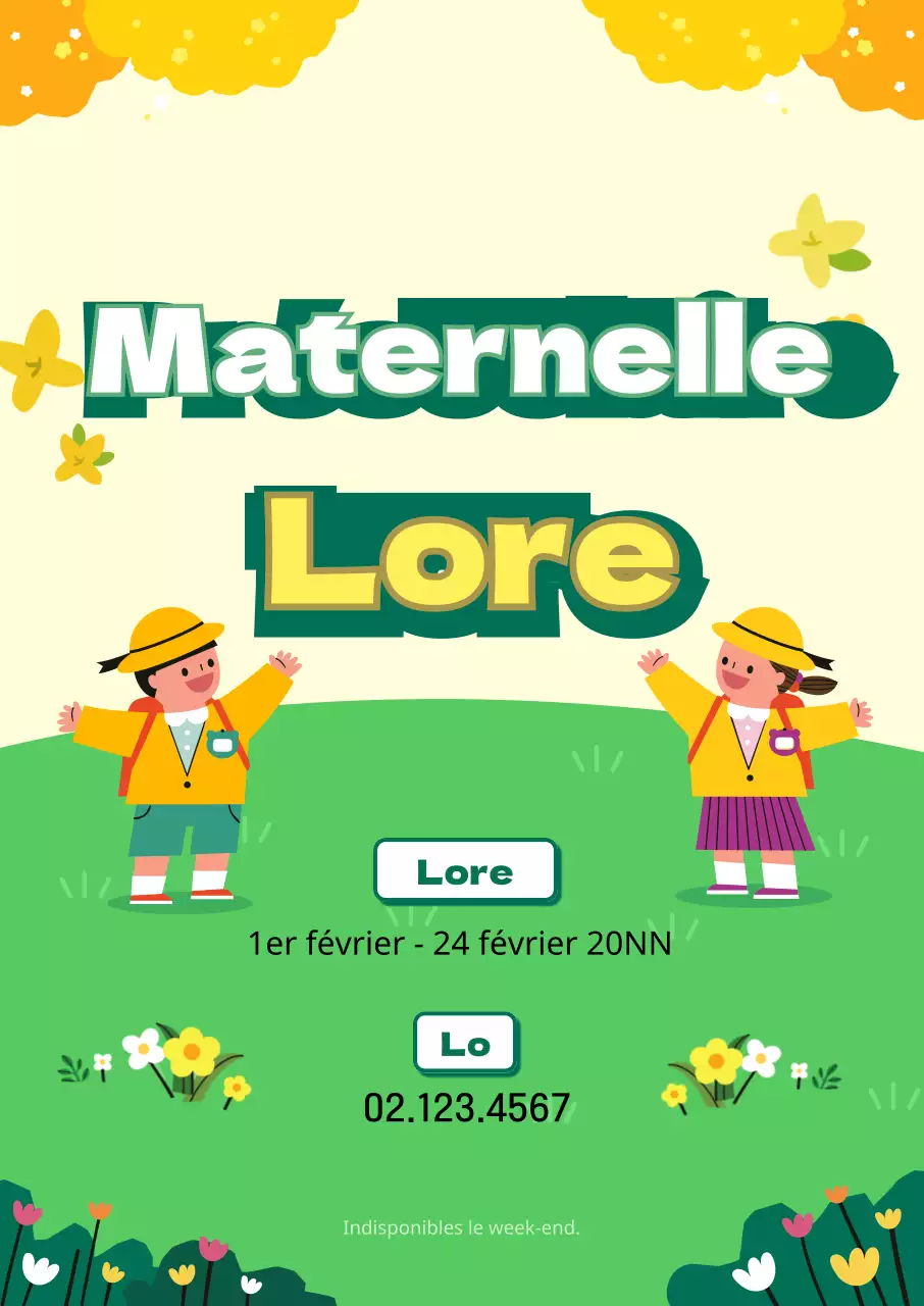 Illustration printanière jardin d'enfants recrutement design