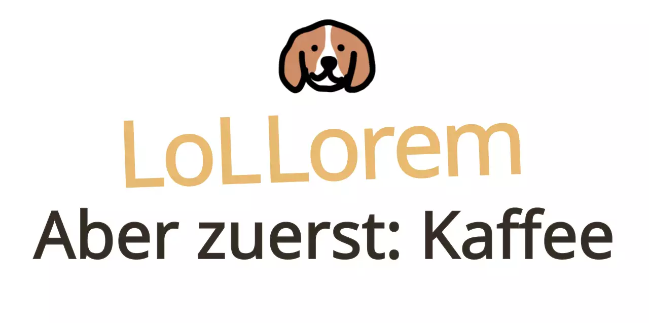 Text-Merchandise mit einer niedlichen Welpen-Illustration mit gelben und braunen Akzenten