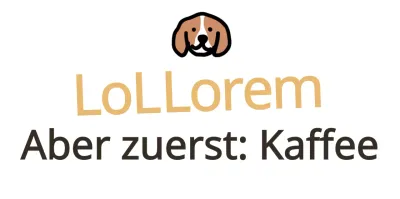 Text-Merchandise mit einer niedlichen Welpen-Illustration mit gelben und braunen Akzenten