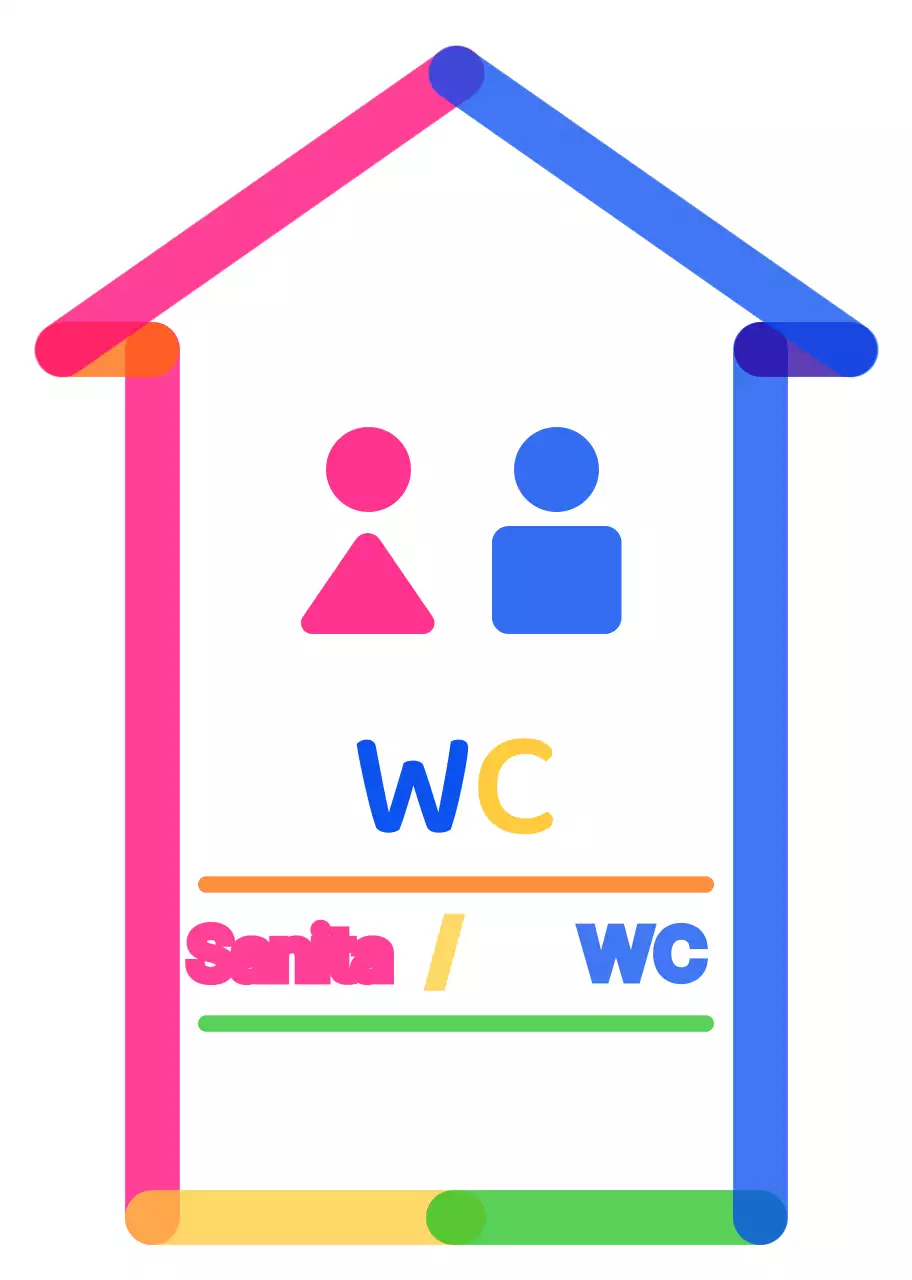 Indicações para a casa de banho, coloridas e bonitas, em forma de seta