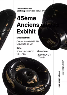 Exposition de remise de diplômes avec concept d'artisanat 3D noir et or