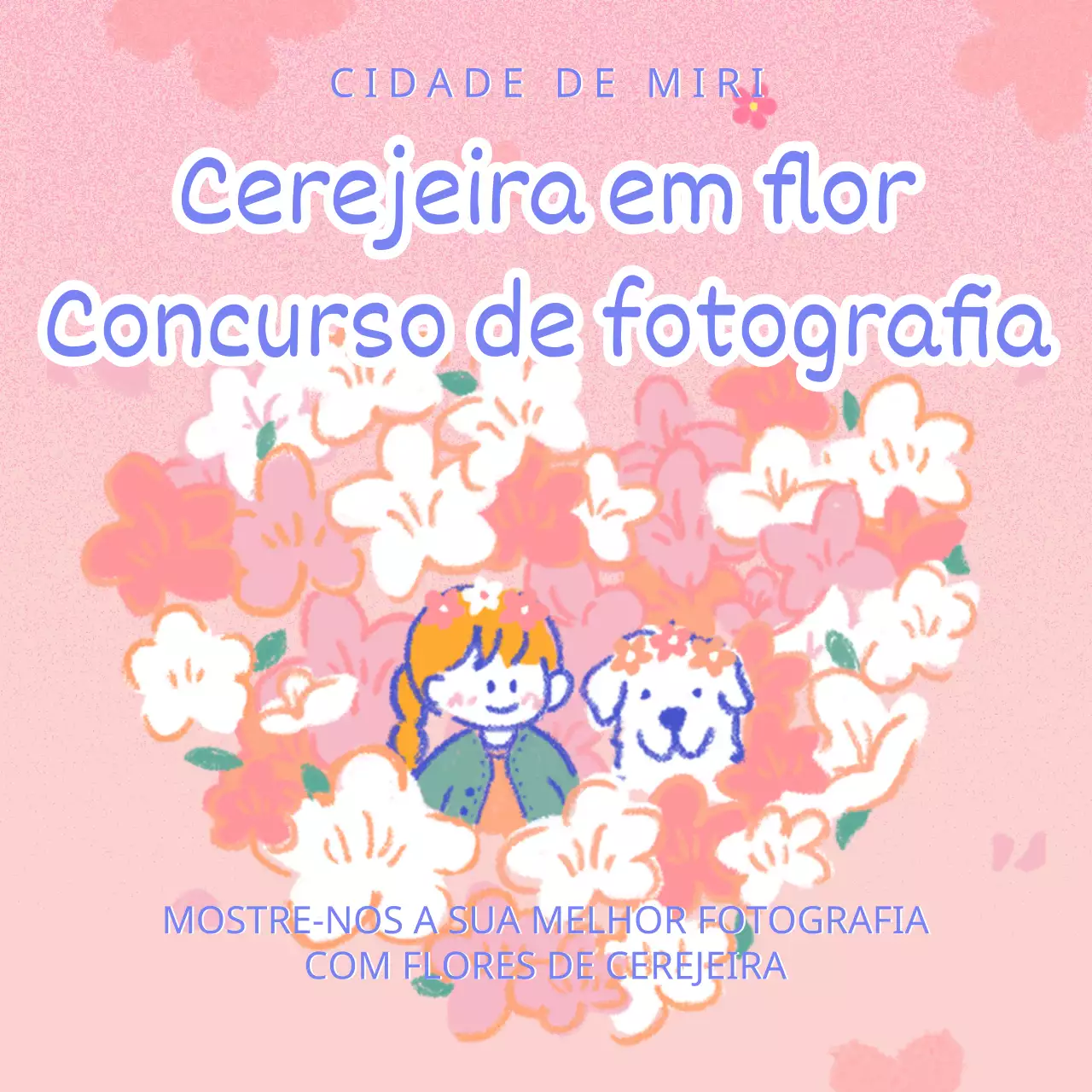 Evento de certificação com o tema da flor de cerejeira cor-de-rosa