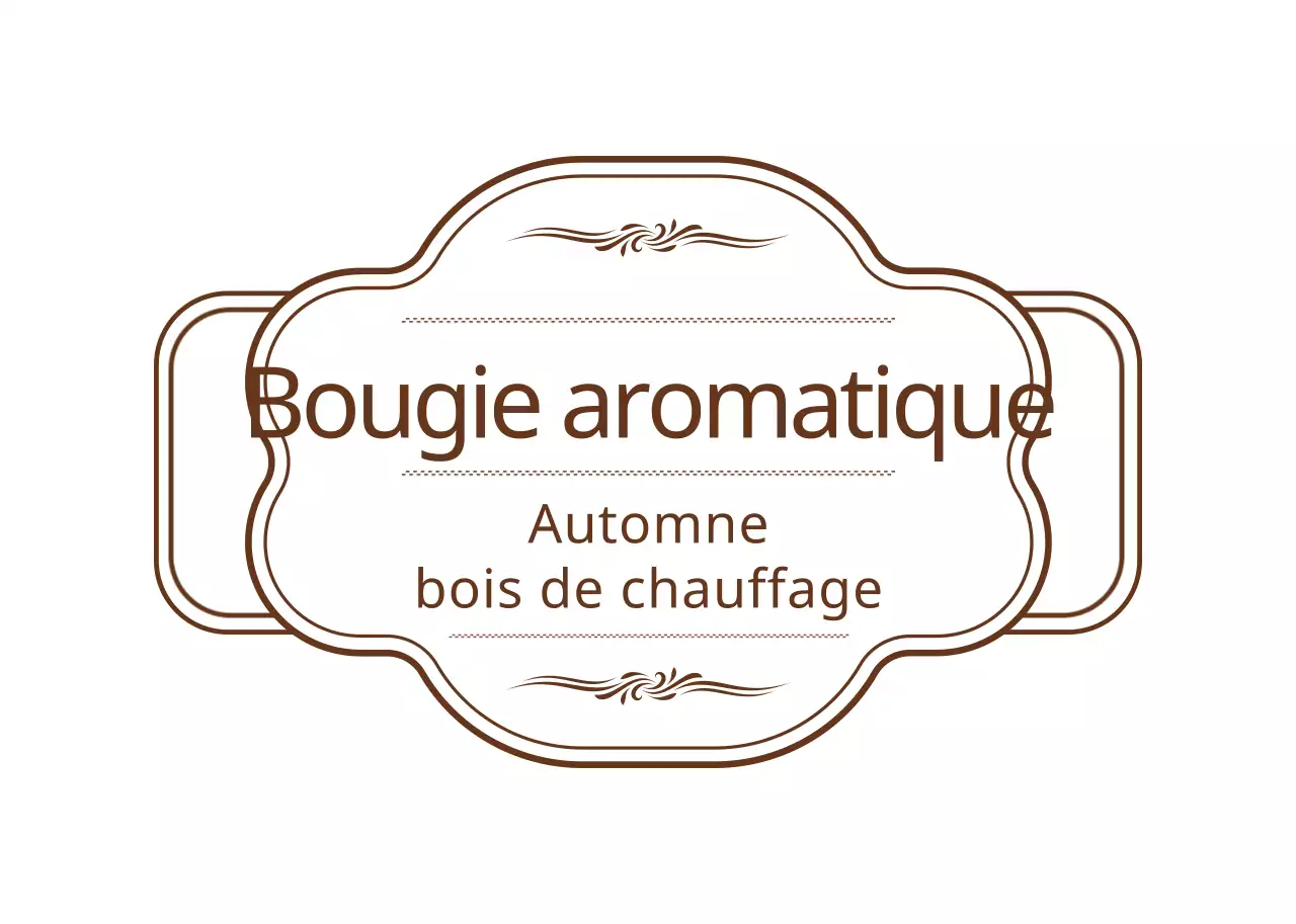 Bougie simple et sentimentale de style cadre en marron et blanc avec étiquette d'instructions autocollante