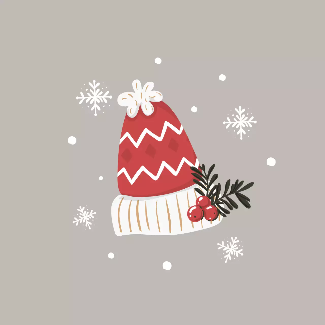 赤茶色のイラスト クリスマスラベル
