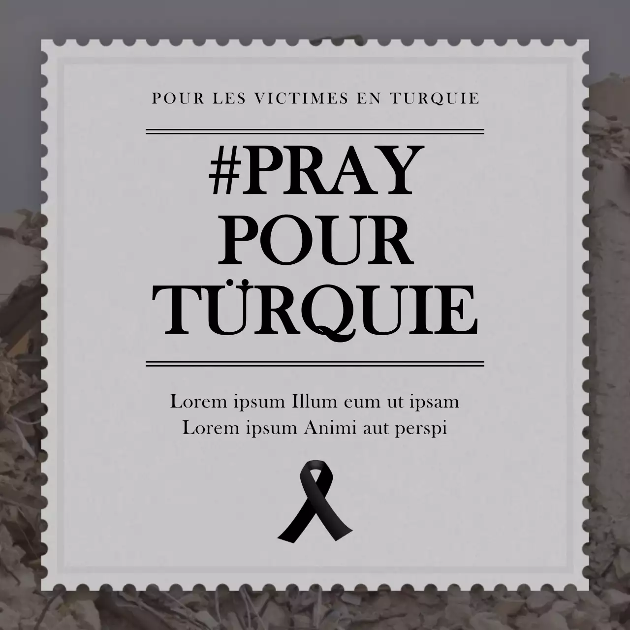 texte de la prière turque en noir et gris